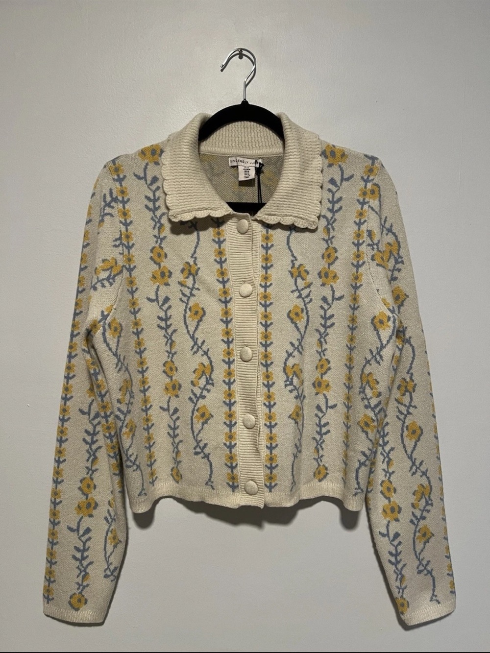 Nwt Sincerely Jules Cropped Cardigan Floral Scalloped Cottagecore